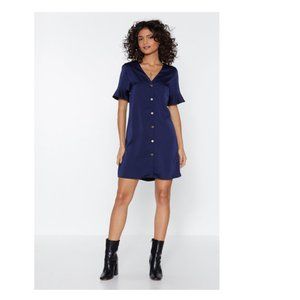 SATIN BUTTON DOWN MINI DRESS